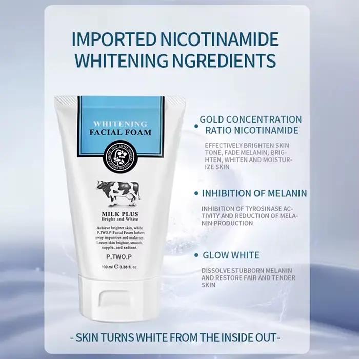 PTWOP blanchissant nettoyant pour le visage mousse hydratant en profondeur