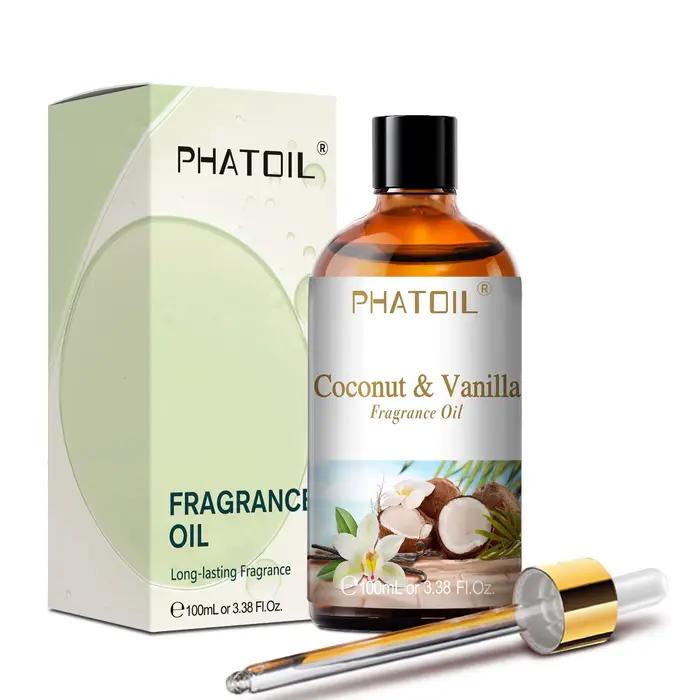 PHATOIL 100ml huile parfumée noix de coco et vanille gomme à bulles brise de mer blanc musc arôme huiles parfumées pour bougies fabrication de savon