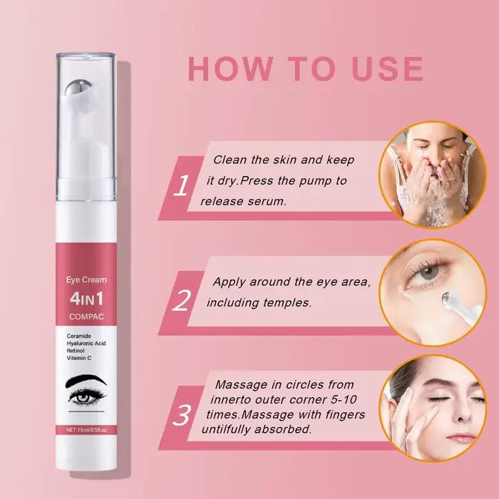 Crème pour les yeux 4 en 1 de 15 ml – Réduit les ridules