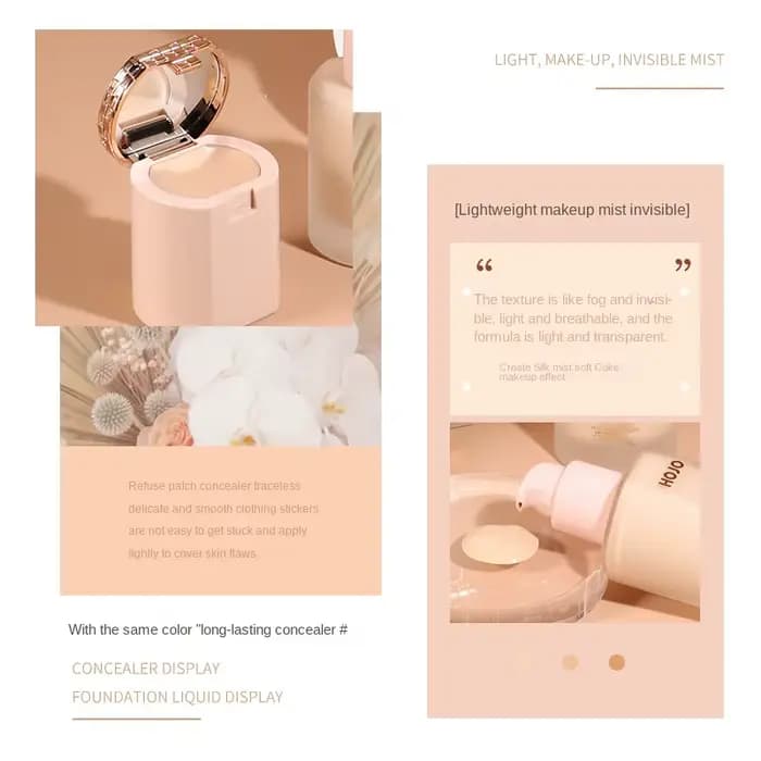 HOJO 2 en 1 Base visage liquide brume fond de teint crème couverture complète correcteur contrôle de l'huile