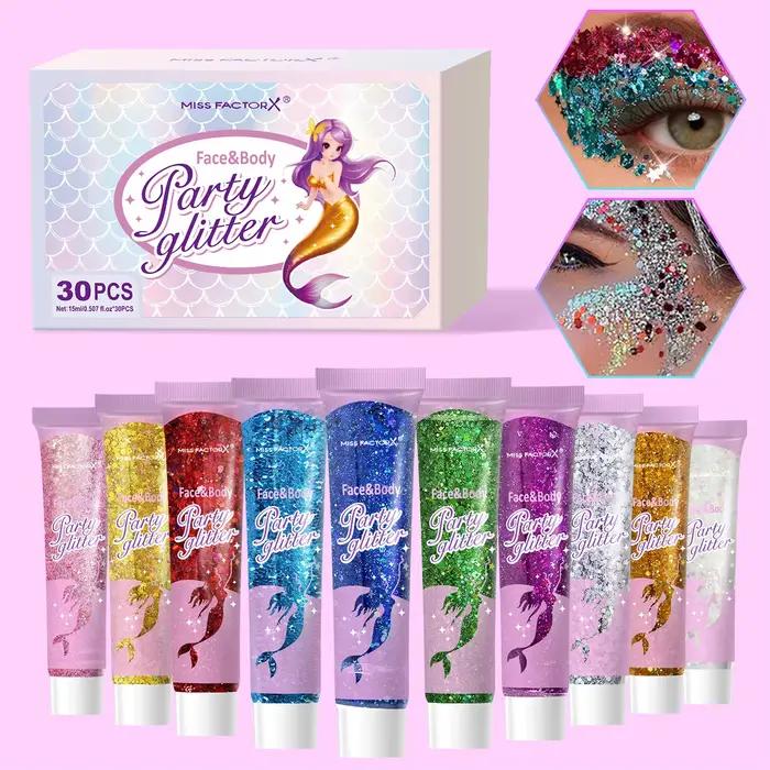30 pièces/boîte de gel pailleté pour le visage et le corps