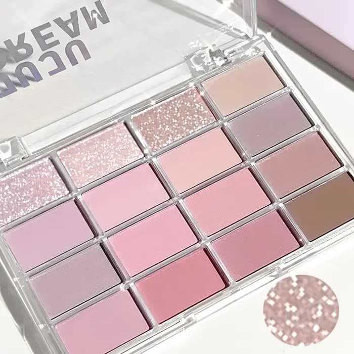 Palette de fards à paupières 16 couleurs mat et scintillants – Tons terre nus