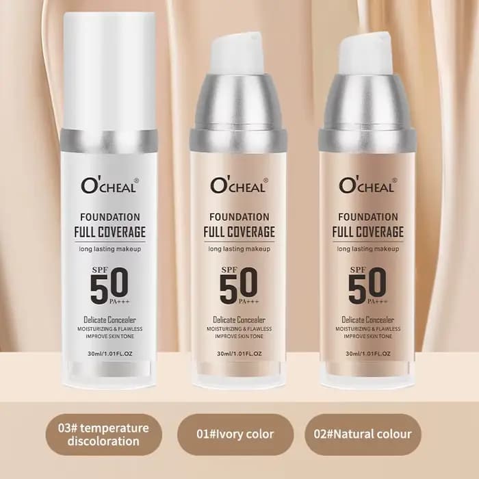 O'CHEAL 50PA +++ fond de teint liquide crème couverture durable maquillage correcteur hydratant ton peau brillante
