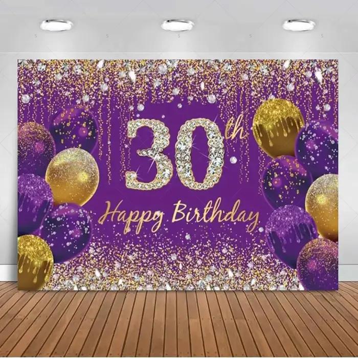 30e anniversaire fête décor fond rose noir or paillettes femme homme 30 ans photographie toile de fond fournitures cadeaux pour adultes
