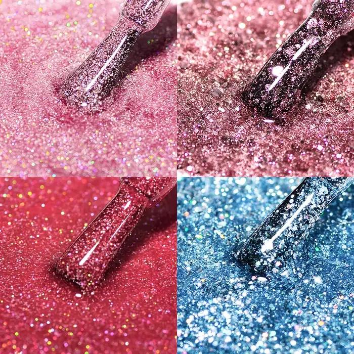 Mtssii 6 pièces/ensemble rose paillettes Gel vernis à ongles ensemble