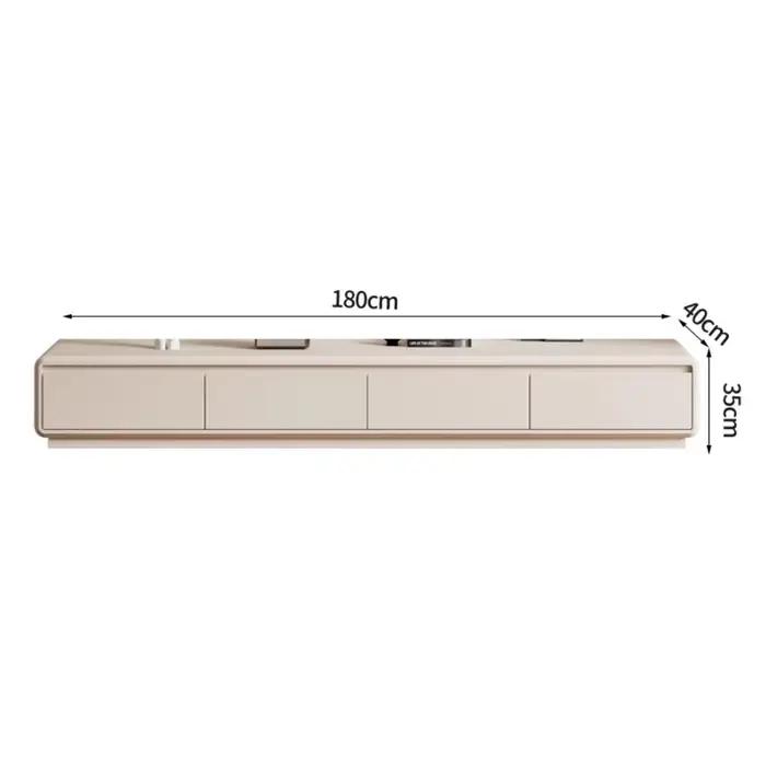 Meuble TV de salon blanc en bois, support TV au sol, style minimaliste moderne, mobilier haut de gamme pour la maison