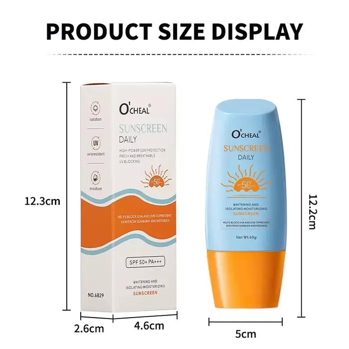 O'cheal crème solaire blanchissante SPF50 + protecteur visage corps Gel