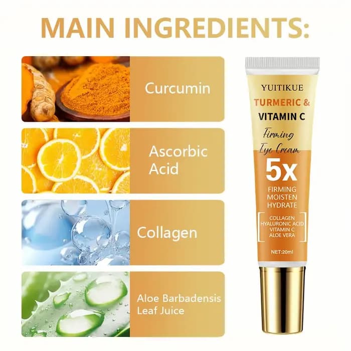 YUITIKUE 30% Curcuma Crème pour les yeux à la vitamine C 20 ml - 5X Réafirmante