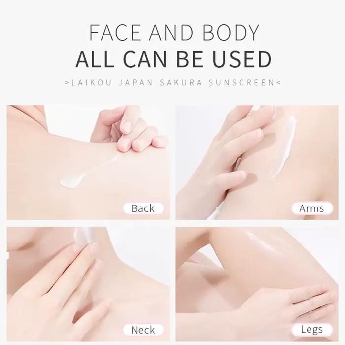 LAIKOU visage corps blanchissant Sakura crème solaire SPF50 + rafraîchissant imperméable UV protecteur correcteur hydratant éclaircissant