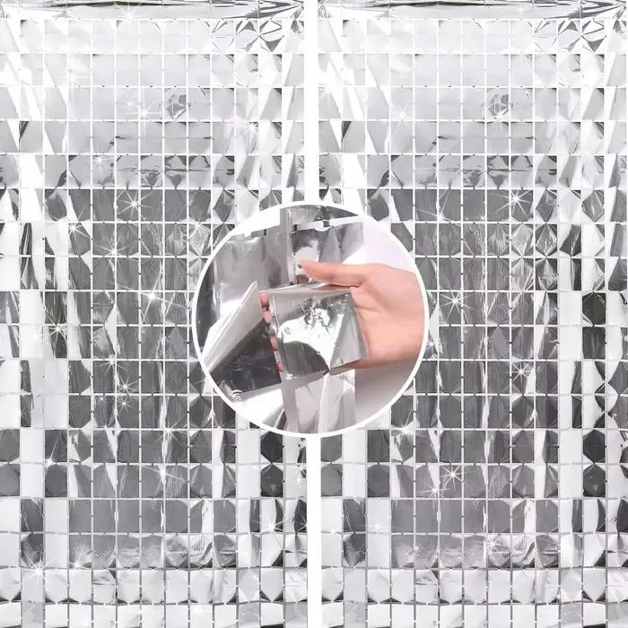 Lot de 3 rideaux de fond scintillants en feuille d'aluminium pour décorations de fête, rideaux de fête argent et or rose pour anniversaire, mariage, ou comme toile de fond