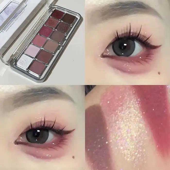 Sexy Rose vin rouge marron paillettes fard à paupières saturation doux mat gris