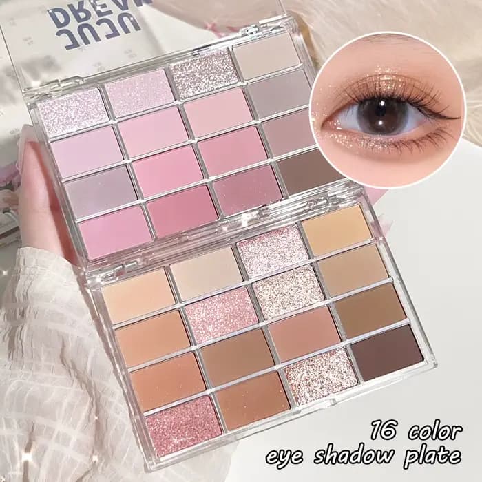 Palette de fards à paupières 16 couleurs mat et scintillants – Tons terre nus