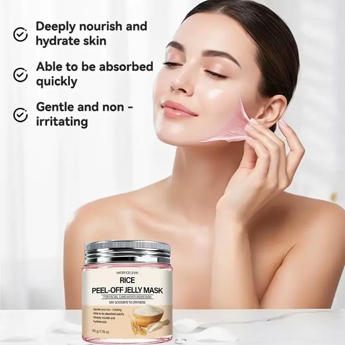 Masque en gel peel-off au riz. Hydrate en profondeur la peau. Soin doux