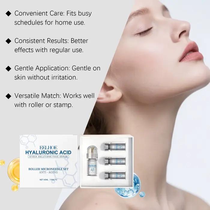Sérum Visage à l'Acide Hyaluronique avec Rouleau Microneedle – Hydratant
