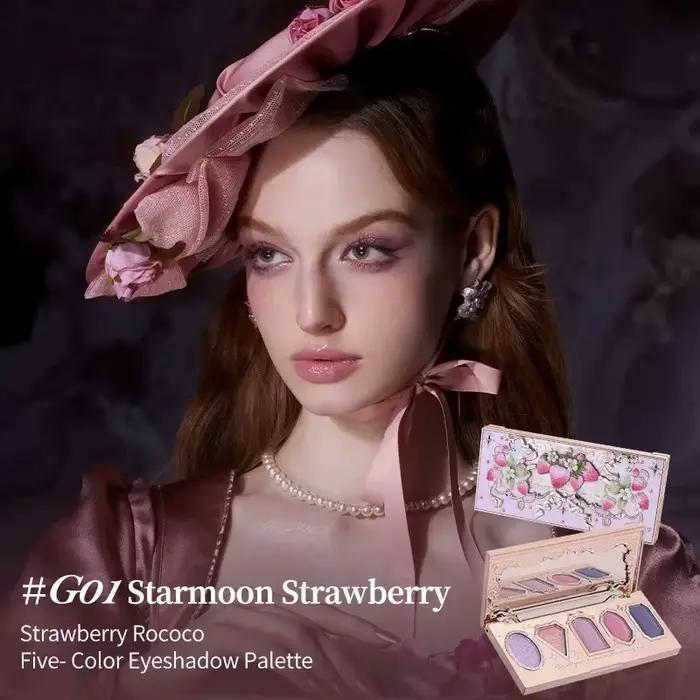 Fleur sait fraise Rococo fard à paupières pressé paillettes 5 couleurs ombre