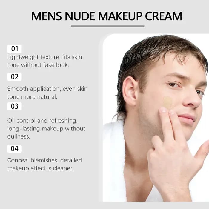 BB crème pour hommes ton nu naturel couverture hydratante imperfections résistant à la sueur longue durée sans huile