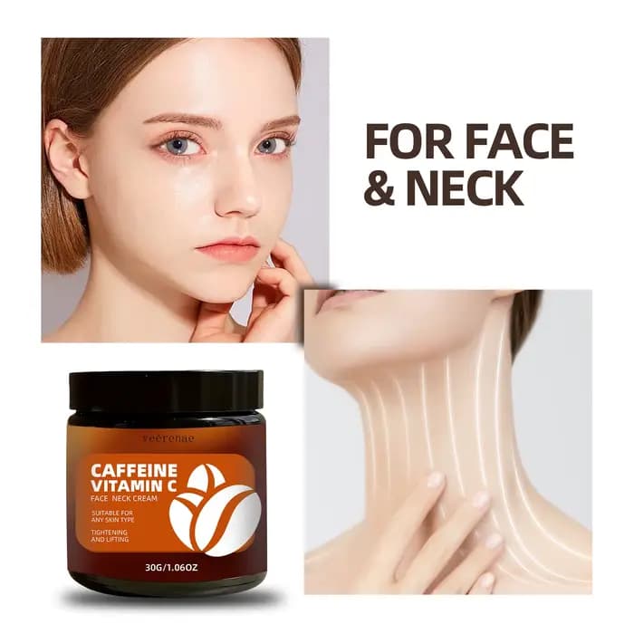 CAFFEINE VITAMIN C FACE NECK CREME - Formule hypoallergénique sans alcool