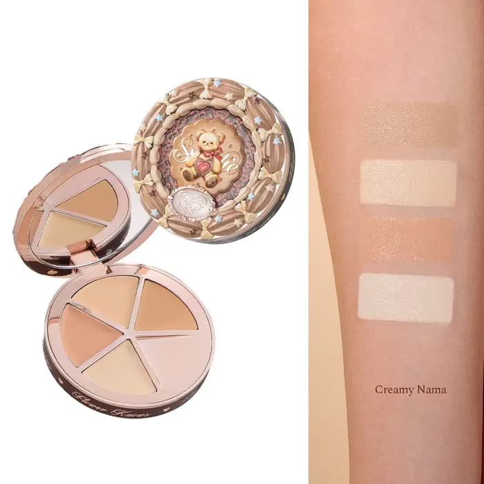 Flower Knows Sweetie Bear Palette Correcteur 4 Couleurs Longue Tenue Haute Couvrance Texture Crémeuse Résistant À Leau Maquillage