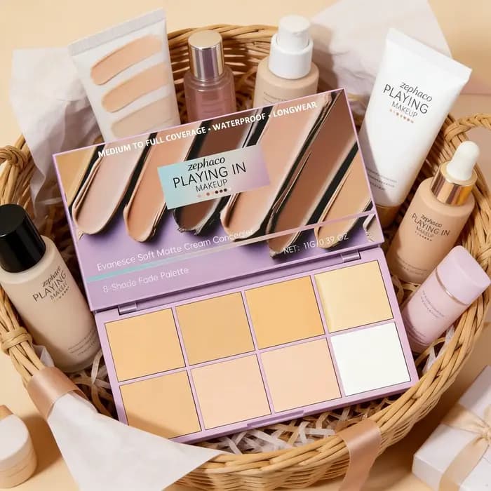 Palette de correcteur haute couvrance Zephoco - Maquillage mat longue tenue et waterproof pour corriger les cernes et améliorer les rougeurs de la peau