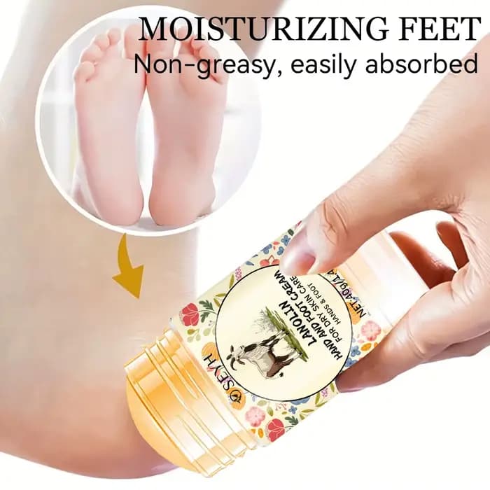 SEYH 40g Lotion pour mains et pieds secs et craquelés riche en laine graisse acide hyaluronique vitamine E hydrate la peau longue durée Portable