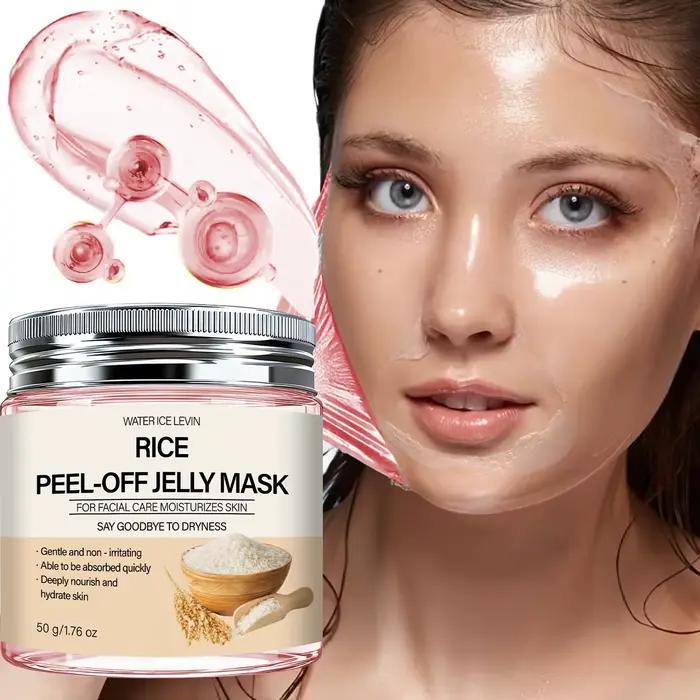 Masque en gel peel-off au riz | Soin du visage hydratant et raffermissant avec collagène et acide hyaluronique |