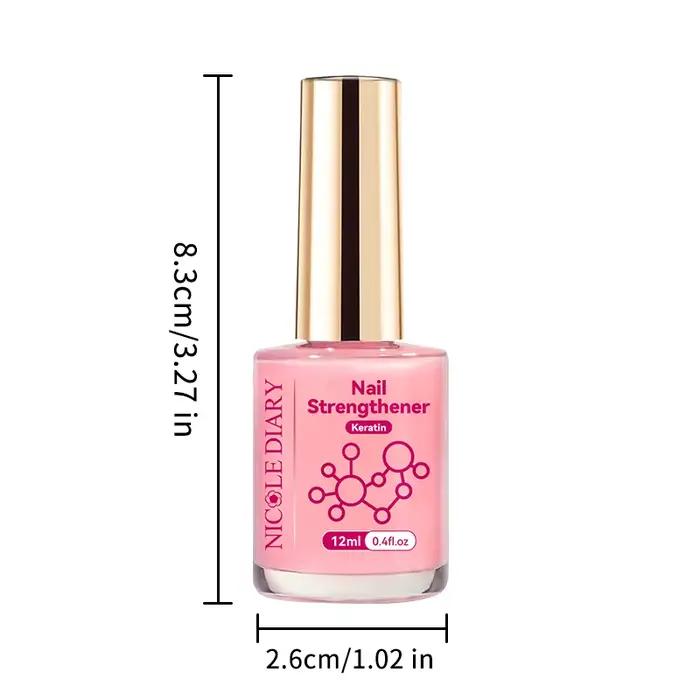NICOLE DIARY 12ml Vernis à ongles rose fortifiant naturel transparent pour une brillance améliorée