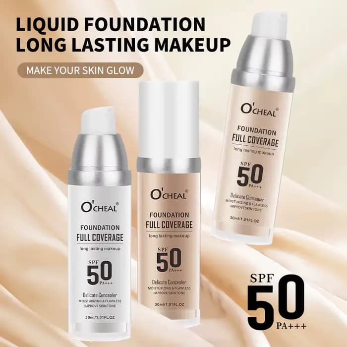 O'CHEAL 50PA +++ fond de teint liquide crème couverture durable maquillage correcteur hydratant ton peau brillante