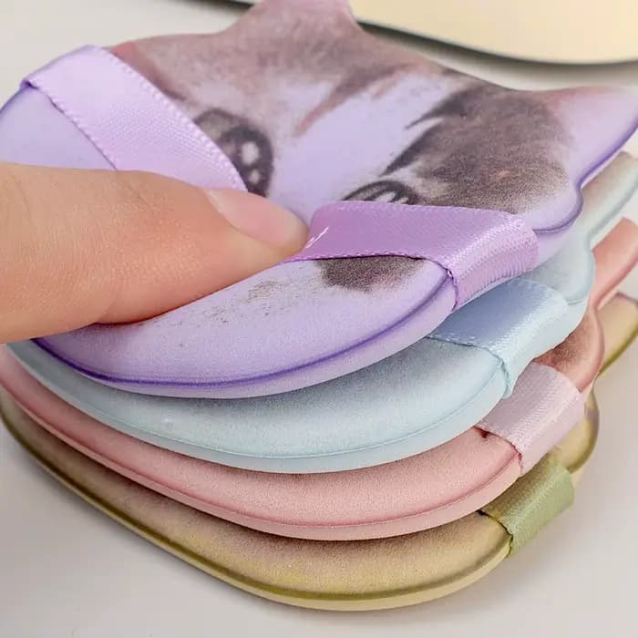 10 pièces coussin d'air cosmétique bouffée maquillage mignon chat barbe à papa éponge Super douce humide utilisation