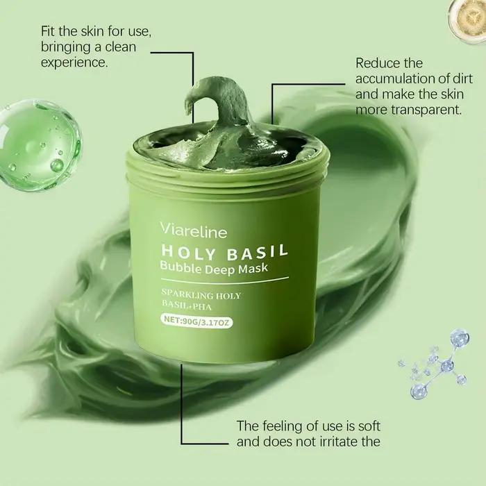 Masque facial à bulles de basilic sacré