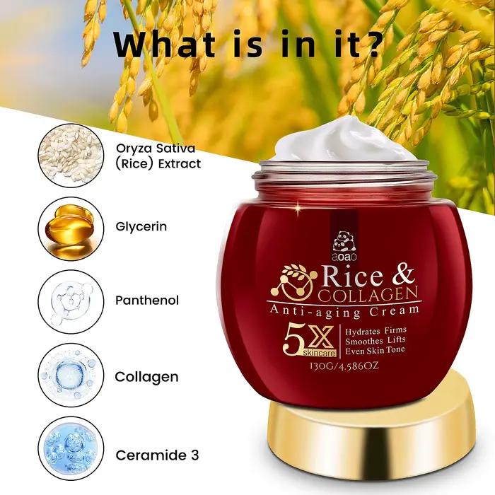 Crème anti-âge au collagène de riz avec céramides et essence d'acide hyaluronique