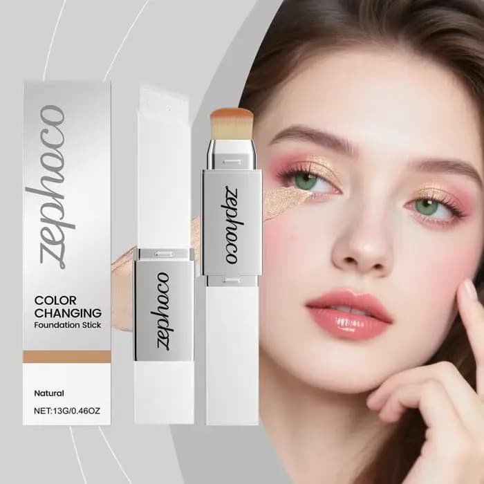 Fond de Teint Stick 2-en-1 Hydratant Léger Éclaircissant Longue Tenue à Couleur Changeante Naturelle – Tendance 2026