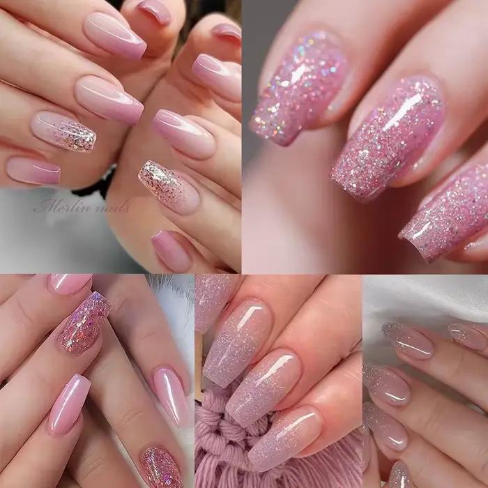 Mtssii 6 pièces/ensemble rose paillettes Gel vernis à ongles ensemble