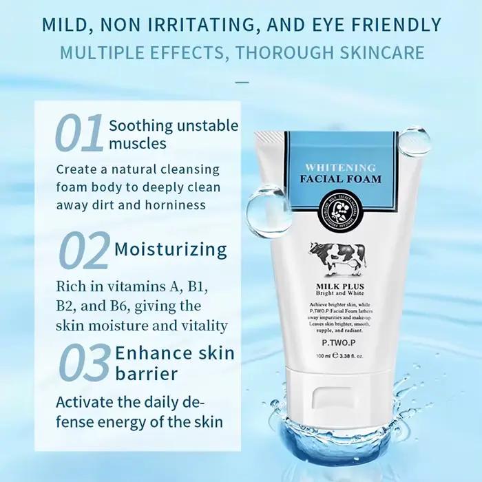 PTWOP blanchissant nettoyant pour le visage mousse hydratant en profondeur