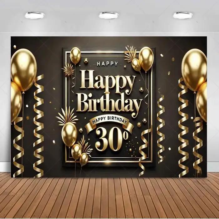 30e anniversaire fête décor fond rose noir or paillettes femme homme 30 ans photographie toile de fond fournitures cadeaux pour adultes