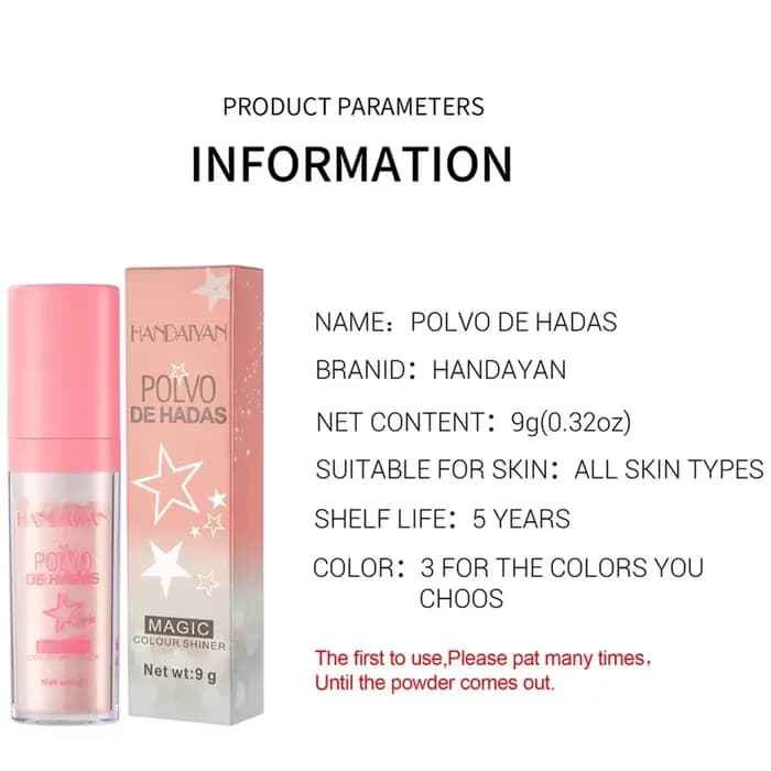 Surligneur mode poudre tapotée haute brillance paillettes