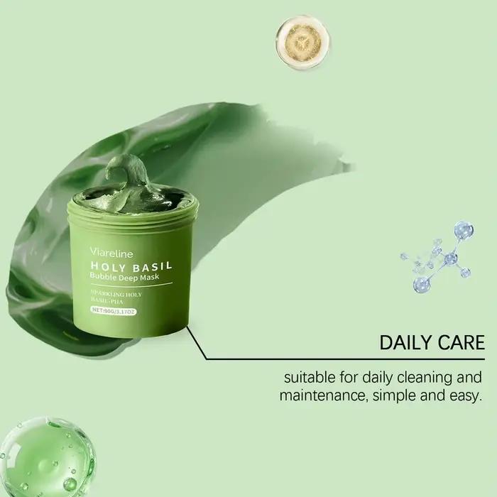 Masque facial à bulles de basilic sacré