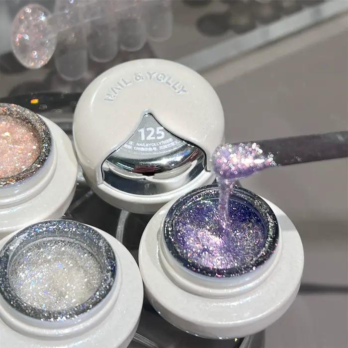 10 Couleurs 5ml Vernis Gel Pailleté Réfléchissant Argent Rose Brillant Semi-Permanent Fournitures Ongles Soak Off Gel
