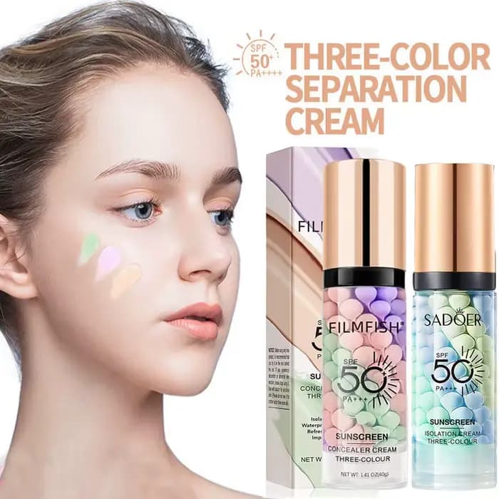 Base de Maquillage Visage Crème Tricolore Contouring Isolation Couleur Imperméable Fond de Teint Naturel 40g