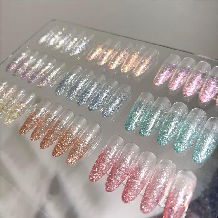10 Couleurs 5ml Vernis Gel Pailleté Réfléchissant Argent Rose Brillant Semi-Permanent Fournitures Ongles Soak Off Gel