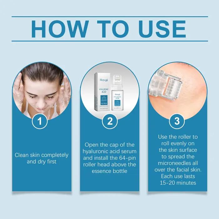 Sérum Visage à l'Acide Hyaluronique 10ML avec Applicateur à Billes – Hydratation Profonde