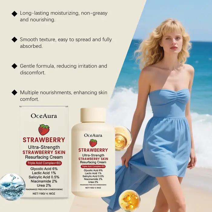 Crème pour le corps aux fraises avec Niacinamide et acide salicylique pour une peau lisse Lotion exfoliante douce légère