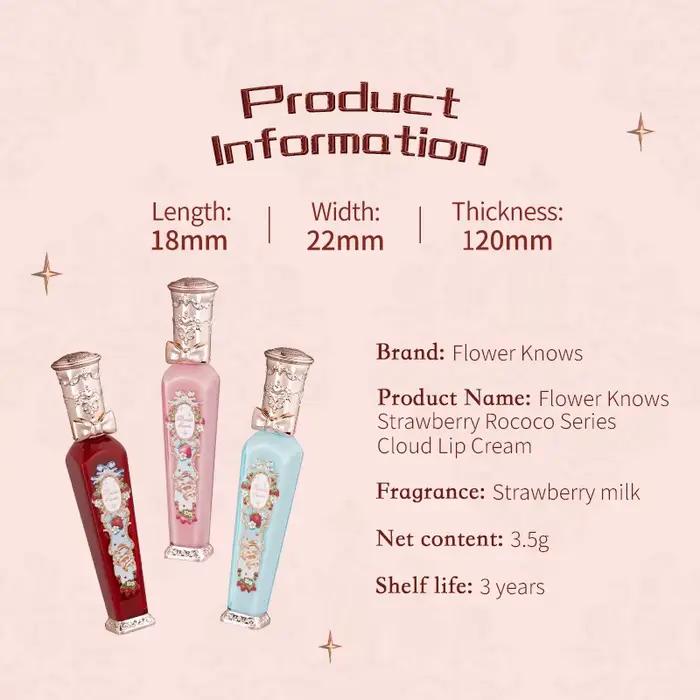 Flower Knows fraise série Rococo rouge à lèvres crème rouge à lèvres 3.5g