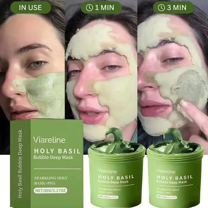 Masque facial à bulles de basilic sacré