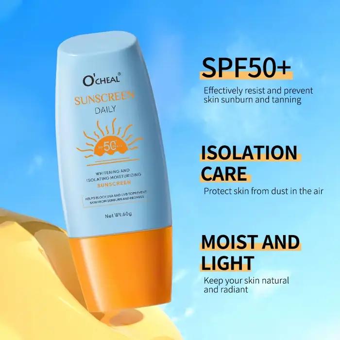 O'cheal crème solaire blanchissante SPF50 + protecteur visage corps Gel