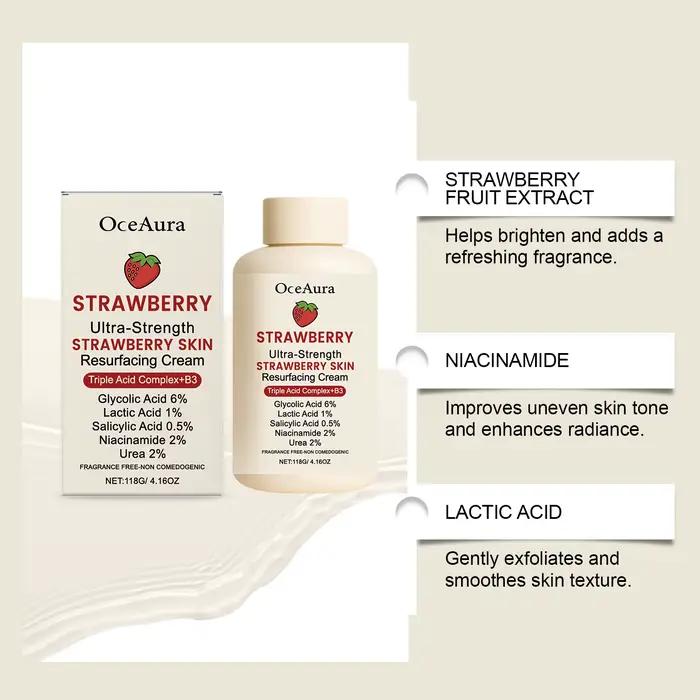 Crème pour le corps aux fraises avec Niacinamide et acide salicylique pour une peau lisse Lotion exfoliante douce légère