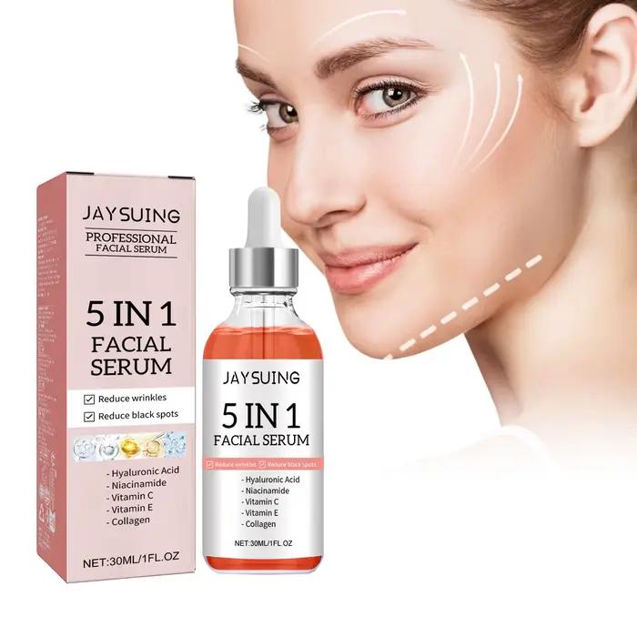 JAYSUING 5 en 1 sérum pour le visage acide hyaluronique vitamine C rétrécit les Pores hydratant éclaircissant estompe