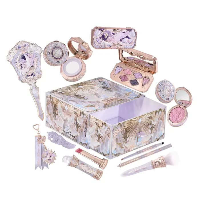 Coffret Maquillage Flower Knows Mermaid Glow Fard à Paupières Gloss Blush Série Perle Coquillage Nouveauté Cadeau Fantai