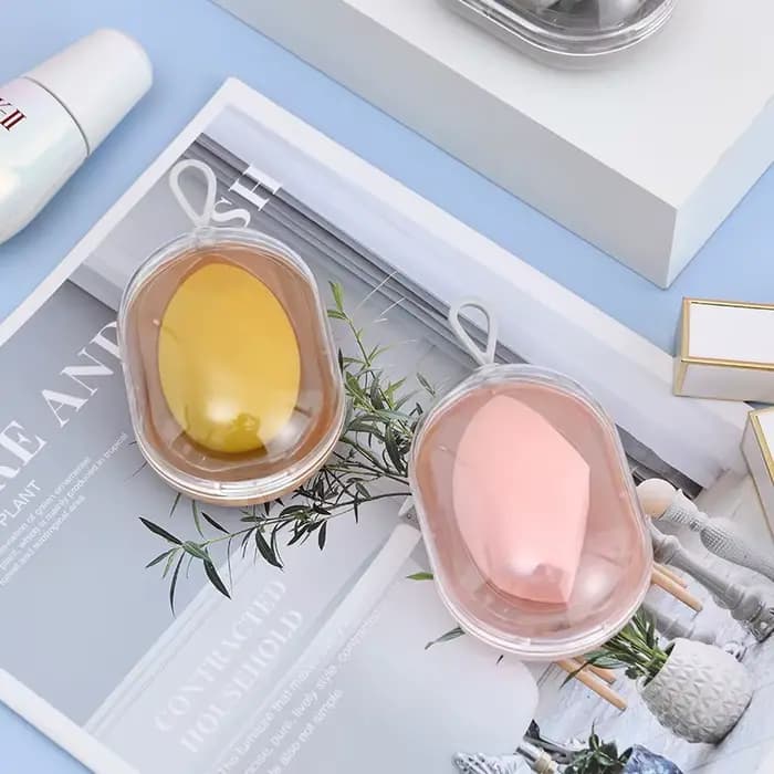 Boîte de rangement pour éponge de maquillage et applicateur de poudre (sèche et humide)