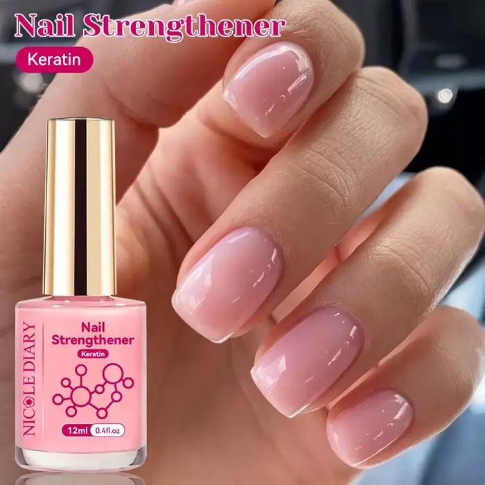 NICOLE DIARY 12ml Vernis à ongles rose fortifiant naturel transparent pour une brillance améliorée