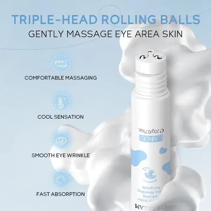 Crème Contour des Yeux LAIKOU au Lait Hydratante Éclaircissante Anti-Cernes Anti-Poches Atténue les Ridules Massage